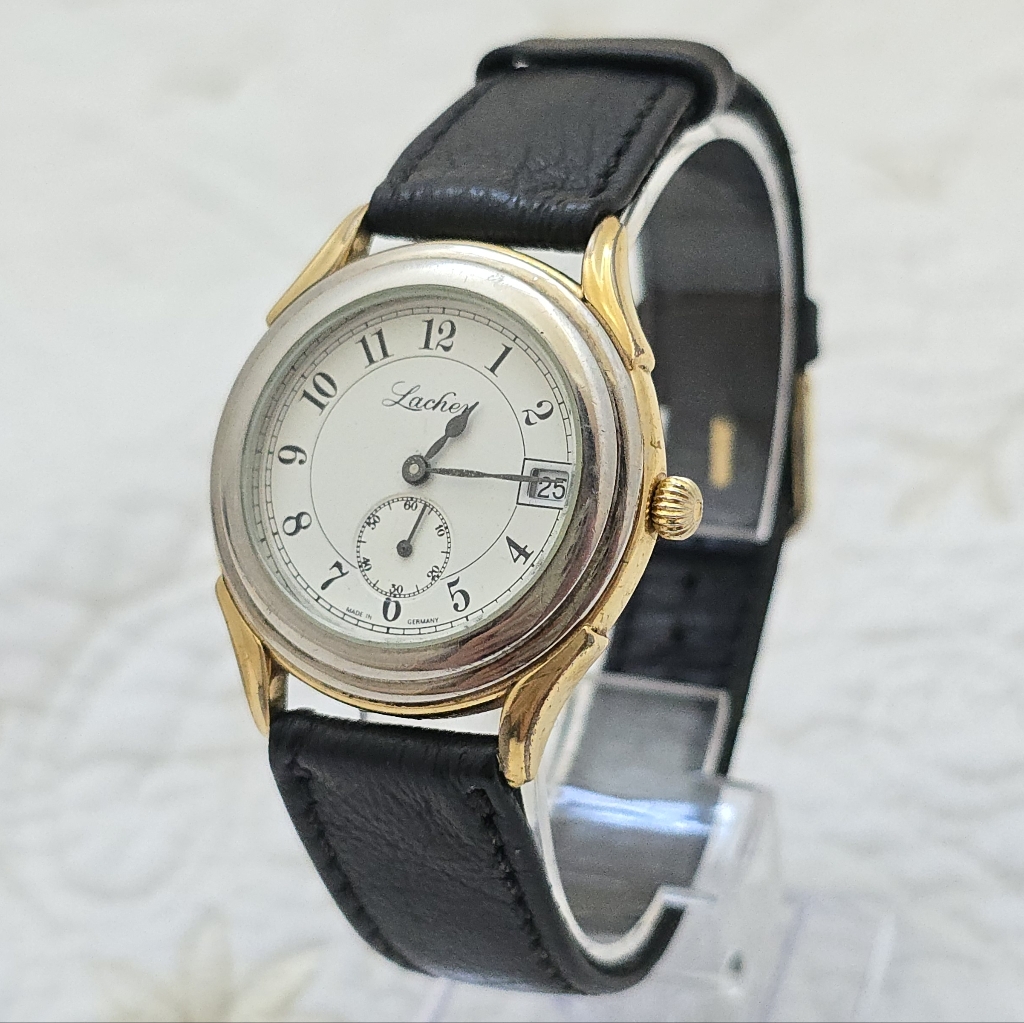 Rare Vintage Lacher TwoTone Watch  31mm  German Made Classic Dress Watch